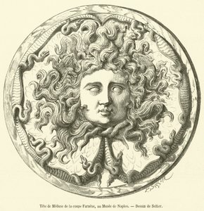 Head of Medusa from the Farnese Cup, in the Naples Museum (engraving) by French School