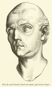 Head of Saint Gerard, silver bust (engraving) by French School