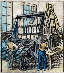 Textile, Linen: The Workshop. Comb to Remove and Smooth the Linen Yarn that will be Transformed by the Drawing into More and More Thin Ribbons. Engraving. Epinal Imaging Late 19th Century