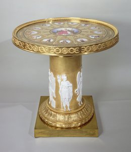 The Austerlitz Table, inlaid with Sevres plaques commemorating Napoleons victory at Austerlitz, 1808-10