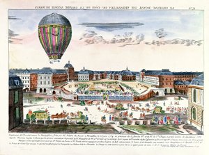 The Balloon Voyage of Francois Pilatre de Rozier over the Chateau de Versailles, 23rd June, 1784