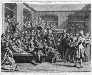 The Convulsionaries of the parish cemetery Saint-Medard in Paris, illustration from La verite des miracles de M. de Paris by Louis Basile Carre de Montgeron, 1737 by French School