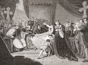 The Court for the Trial of Queen Katharine (detail) by French School