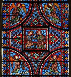 The Death and Glorification of the Virgin Mary Window - Top Section by French School
