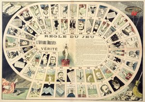 The Dreyfus Affair Game, with portraits of the various individuals involved, late 19th century