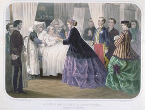 The Empress Eugenie visiting the cholera victims in Amiens on the 4th July 1866 by French School