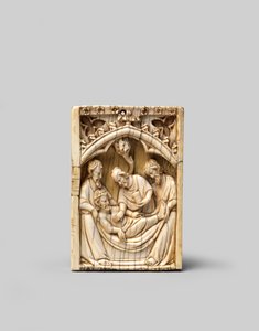 The Entombment of Christ (upper half of the right wing of a diptych) by French School