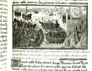 The First Attack on Tyre, from the Histoire du Grand Alexandre