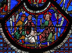 The Good Samaritan Window: Christ Telling the Parable of The Good Samaritan by French School