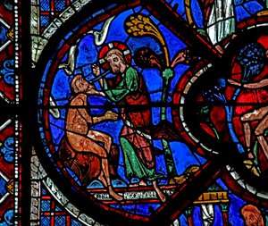 The Good Samaritan Window: God Creates Adam by French School