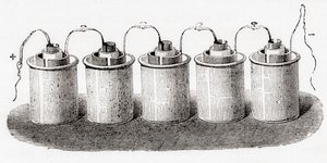 The Grove cell, from Les Merveilles de la Science, pub.1870 by French School
