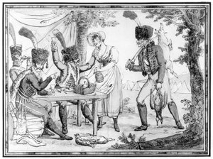 The Hussars and the Vivandiere, 1803 by French School