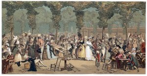 The Public Promenade at the Palais Royal in Paris by Philibert-Louis Debucourt (1755-1832) by French School