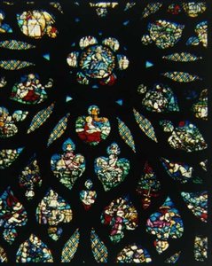 The Revelation of St. John, detail of rose window by French School