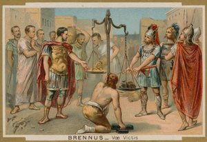 The Romans Trying to Buy Their Salvation from the Gaulish Chief Brennus by French School