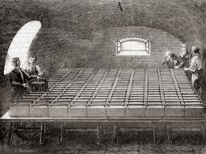 The Royal Institution electric battery, from Les Merveilles de la Science, pub.1870 by French School