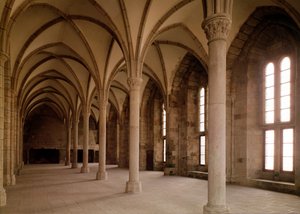 The Salle des Hotes, interior view of the Abbey by French School