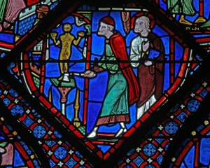 The St James Window: Almogenes (Hermogines) Destroys the Idol by French School