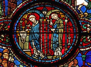 The St Lubin Window: Communion: Wine at the Eucharist by French School