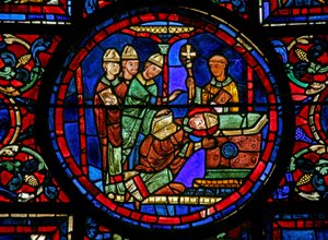 The St Martin window: the saint is consecrated bishop of Tours by French School