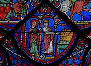The St Thomas Window: He is Shown Gold by the King by French School