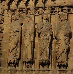 The Visitation, four jamb figures from the West Facade of the Cathedral, c.1230-40 by French School