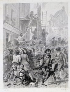 The War of Flours: Riot in Front of a Bakery in May 1775 by French School