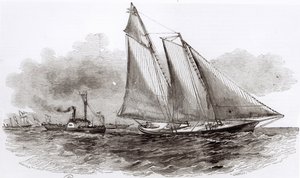 The Yacht America taking the lead in the 1851 Cowes Regatta, from Le Monde Illustre, 1851 by French School