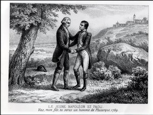 The Young Napoleon Bonaparte meeting Pasquale Paoli in 1789, from a book on Corsica by J.A. Galetti, Paris, 1863 by French School