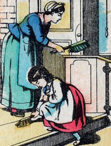 The activities for girls from good families: the housework - Epinal picture - 19th century by French School