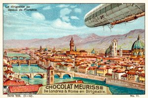 The airship above Florence by French School