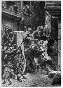 The arrest of Pierre Broussel (1575-1654) in 1648, under the order of Anne of Austria (1601-1666), provoking the upheaval of the people (days of the barricades) and the Fronde - Arrest of Pierre de Broussel, councillor in Paris Parliament, called the Fathe by French School