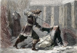 The Assassination of Marquis Gianrinaldo Monaldeschi, Lover of Queen Christina of Sweden (1626-1689) at the Castle of Fontainebleau by French School