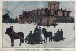 The Castle of Ringmundtof, Livonia, Plunder and Fire by Russian Anarchist Revolutionaries by French School