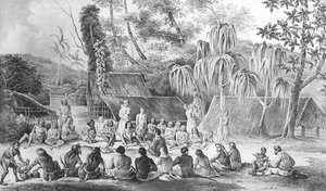 The chiefs of Tikopia received the officers of the Astrolabe, from 