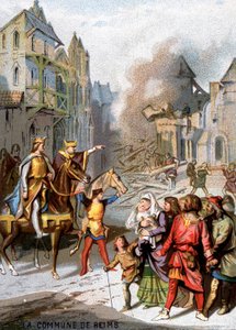 The commune of Reims (1160) - Reprisals of Louis VII to destroy the communal freedoms of the bourgeois of Reims. Chromolithography of the Series Patriotic Education through Image