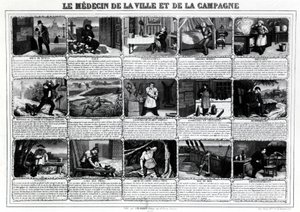 The doctor of the city and the countryside and their different patients, published by J.B. Gadolachez Cours de Brosses in Lyon, late 19th century