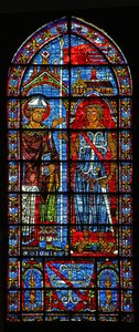 The Donor Jean Clement Receives the Ensign from St Denis; His Arms Below by French School