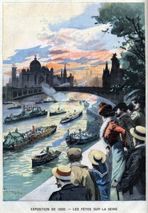 The feasts on the seine in Paris during the 1900 World Exhibition - in Le Petit Parisien by French School