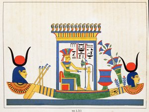 The goddess Anuket, illustration from Pantheon egyptien: collection of mythological characters of ancient Egypt, by Jean-Francois Champollion, published c.1986 by French School