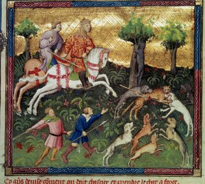The hunt for wild cat Miniature taken from “The book of hunting” by Gaston III Phoebus, Count of Foix, Lord of Bearn