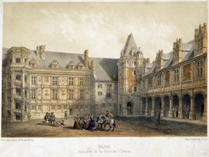 The interior of the courtyard of the castle of Blois in the period of Francois 1st (16th century) by French School