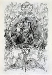 The legend of Charlemagne, engraving by French School