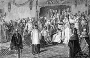 The oath of Louis XVI during his sacred engraving