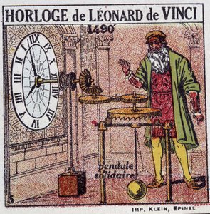 The pendular clock of Leonardo da Vinci (1452 - 1519) (pendulum in 1490) - in 