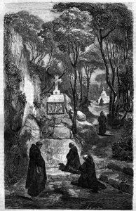 The religious of Saint Benoit in prayer. Engraving in 