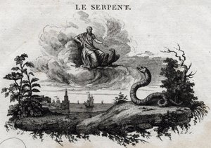 The snake. Fable of Aesop. Written by Guillaume Montfort and engraved by Beauble in 1801.