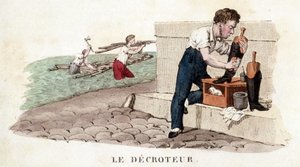 The Stall (Shoe Shine) - Engraving by French School