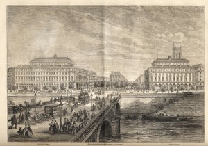 The two new theatres of the Place du Chatelet in Paris in 1862 by French School