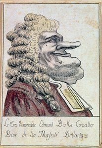 The very honourable Edmund Burke, private adviser to His Majesty, the British king, French caricature by French School